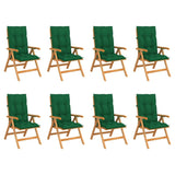 Reclining Garden Chairs with Cushions 8 pcs Solid Teak Wood