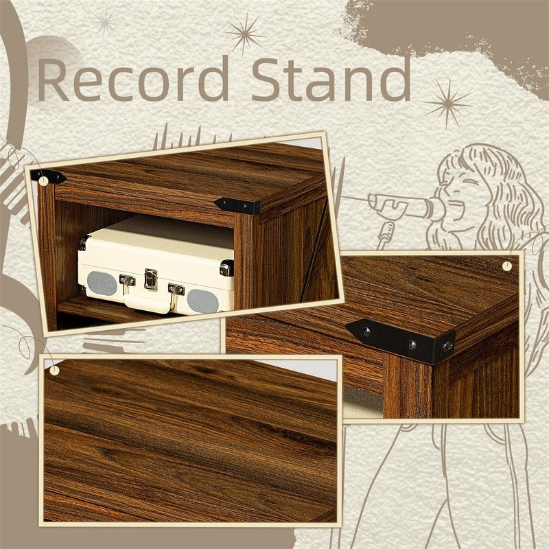 Record Player Stand with Vinyl Record Storage - 15.74"D x 19.68"W x 29.01"H