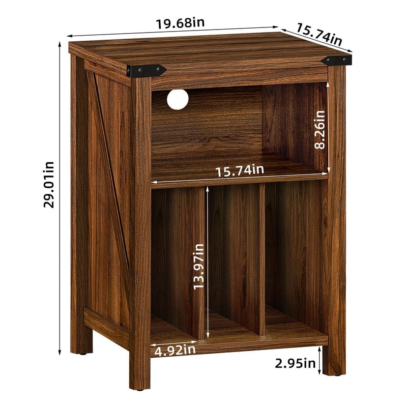 Record Player Stand with Vinyl Record Storage - 15.74"D x 19.68"W x 29.01"H