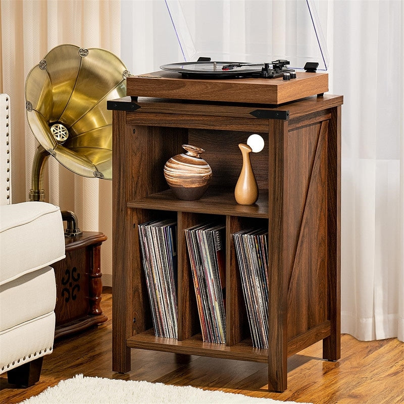 Record Player Stand with Vinyl Record Storage - 15.74"D x 19.68"W x 29.01"H