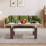 Rectangle 2-Tier Glass Coffee Table with Metal Legs,Modern Side Center Table