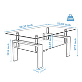 Rectangle 2-Tier Glass Coffee Table with Metal Legs,Modern Side Center Table