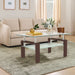 Rectangle 2-Tier Glass Coffee Table with Metal Legs,Modern Side Center Table