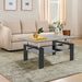 Rectangle 2-Tier Glass Coffee Table with Metal Legs,Modern Side Center Table