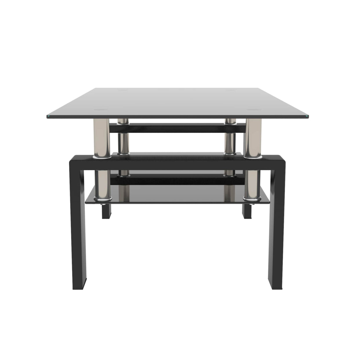 Rectangle 2-Tier Glass Coffee Table with Metal Legs,Modern Side Center Table