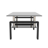 Rectangle 2-Tier Glass Coffee Table with Metal Legs,Modern Side Center Table