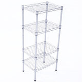 Rectangle Carbon Steel Metal Assembly 4-Shelf Storage Rack Silver Grey - 13.77" x 9.84" x 31.5"