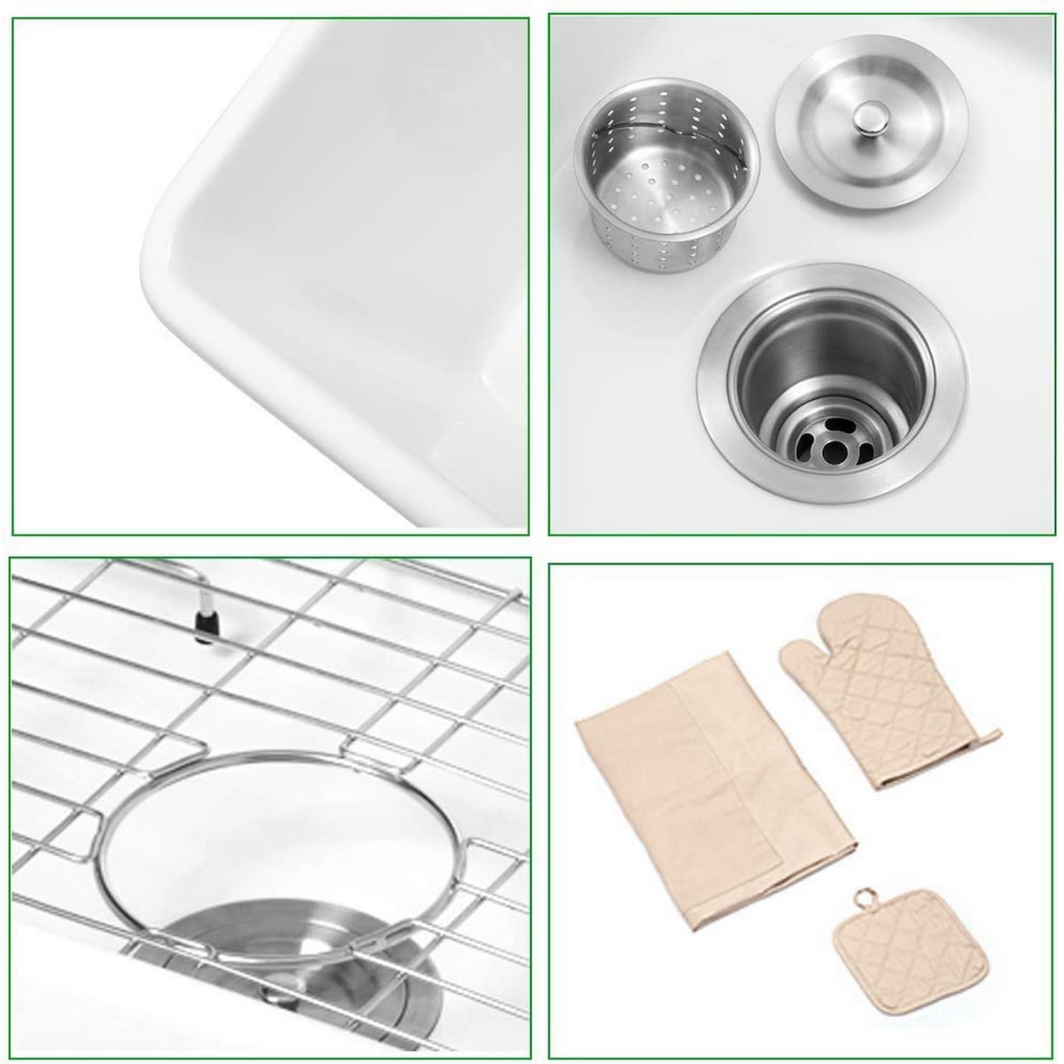 Aurora Decor Fireclay Single Bowl Farmhouse Kitchen Sink - 30 in. Width