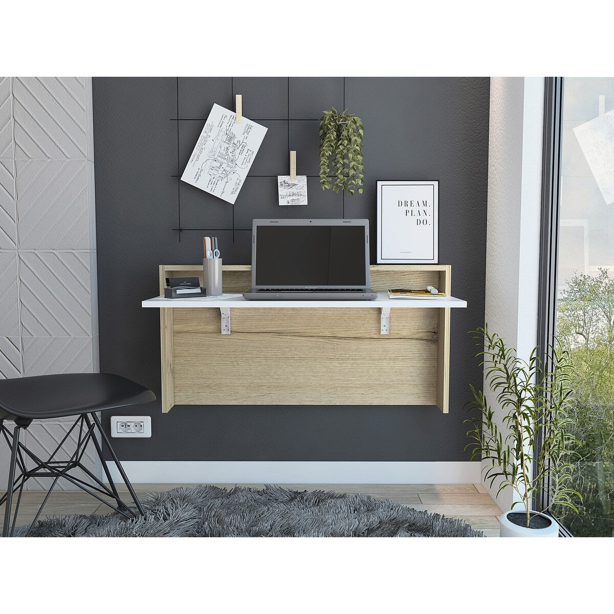 Rectangle Floating Desk with shelf