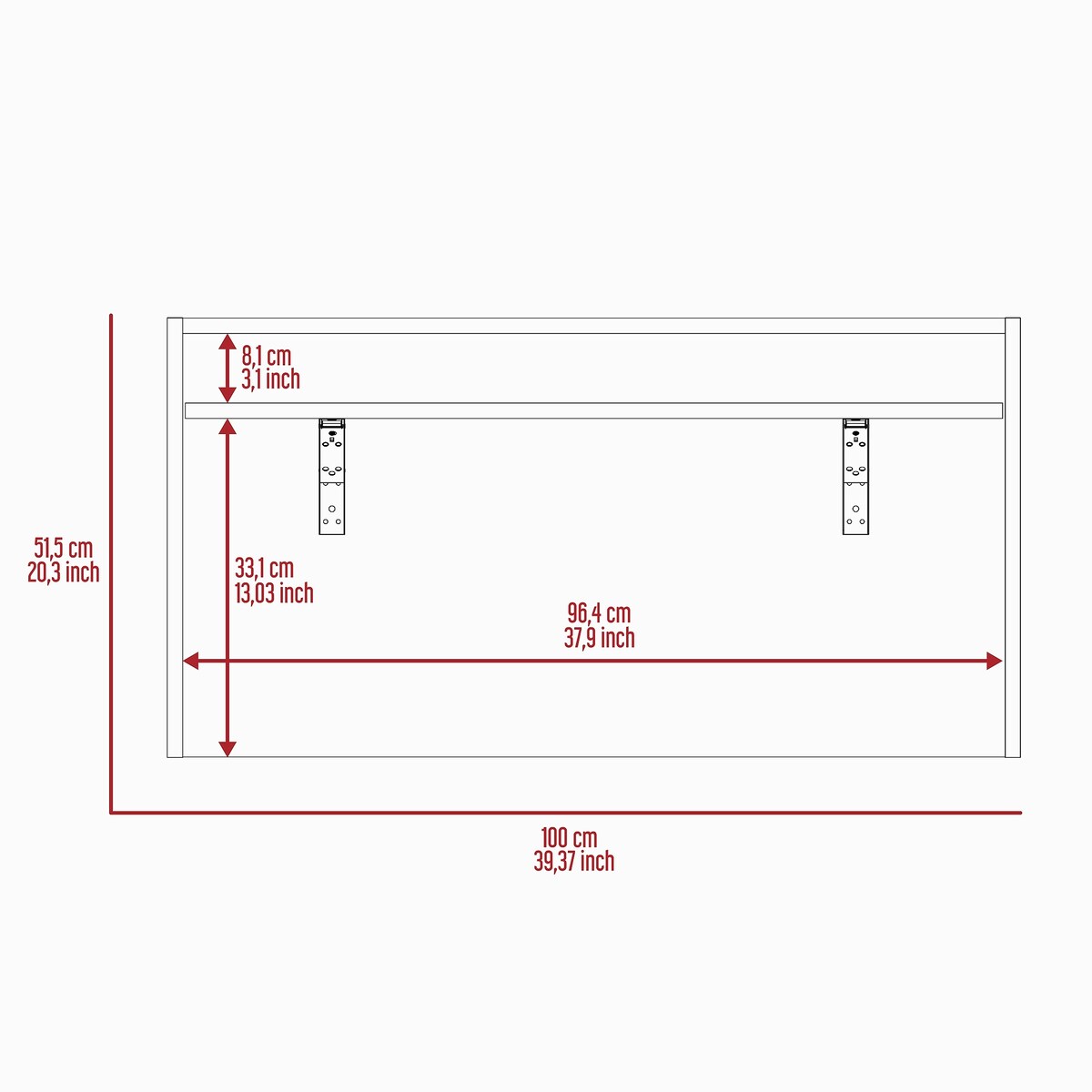 Rectangle Floating Desk with shelf