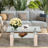 Rectangle Glass Table with Metal Legs for Living Room - 39" x 23.5" x 17.5"