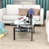 Rectangle Glass Table with Metal Legs for Living Room - 39" x 23.5" x 17.5"