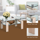 Rectangle Glass Table with Metal Legs for Living Room - 39" x 23.5" x 17.5"