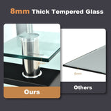 Rectangle Glass Table with Metal Legs for Living Room - 39" x 23.5" x 17.5"