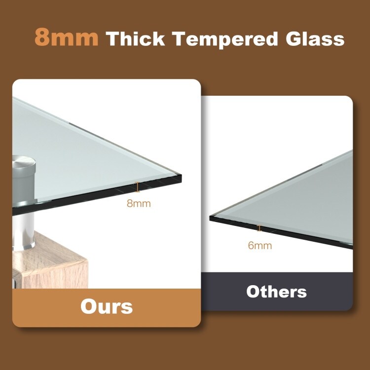 Rectangle Glass Table with Metal Legs for Living Room - 39" x 23.5" x 17.5"