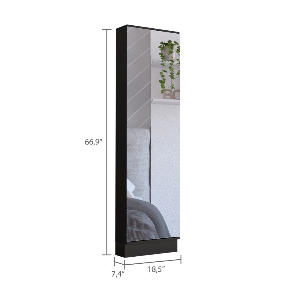Rectangle Tall Shoe Cabinet with Mirror