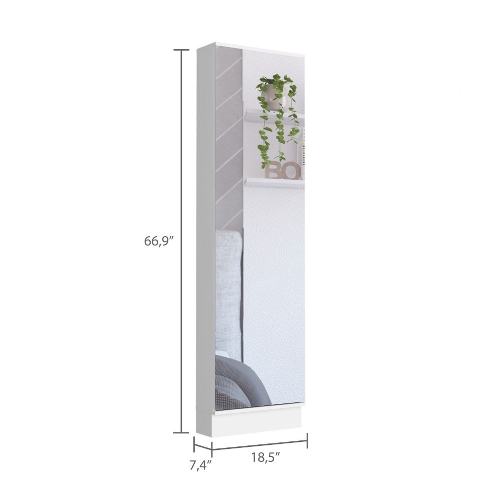 Rectangle Tall Shoe Cabinet with Mirror