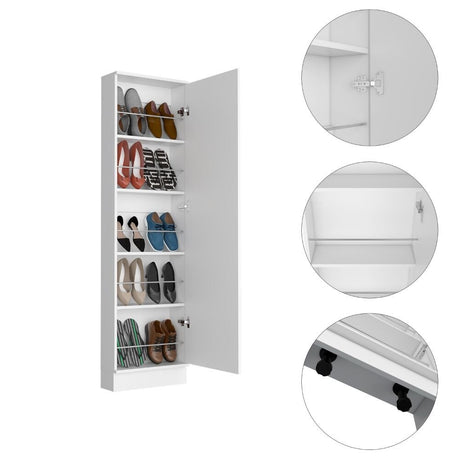 Rectangle Tall Shoe Cabinet with Mirror