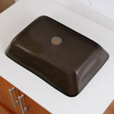 Rectangle Transparent Brown Tempered Glass Bathroom Vessel Sink