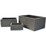 Rectangles Lines Natural Cement Fiber Planter Set, Color: Charcoal