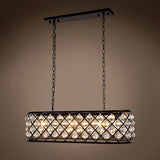 Rectangular 6 Light 40" Grey Iron Clear Crystal Chandelier - 15.00