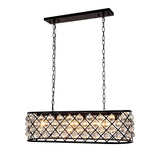 Rectangular 6 Light 40" Grey Iron Clear Crystal Chandelier - 15.00
