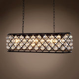 Rectangular 6 Light 40" Grey Iron Clear Crystal Chandelier - 15.00