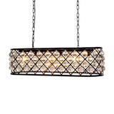 Rectangular 6 Light 40" Grey Iron Clear Crystal Chandelier - 15.00