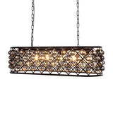 Rectangular 6 Light 40" Grey Iron Smoke Crystal Chandelier - 15.00