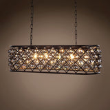 Rectangular 6 Light 40" Grey Iron Smoke Crystal Chandelier - 15.00