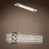 Rectangular 7 Light 50" Polished Nickel Clear Glass Chandelier - 15.00