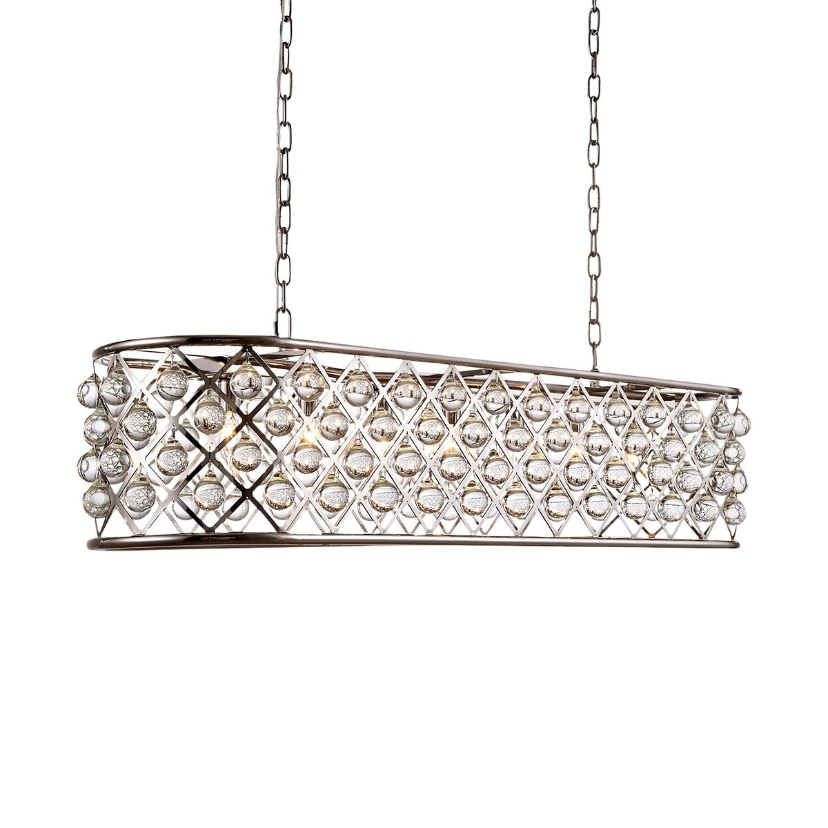Rectangular 7 Light 50" Polished Nickel Clear Glass Chandelier - 15.00