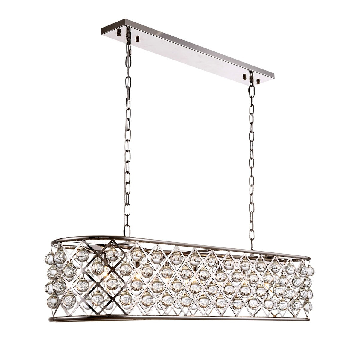 Rectangular 7 Light 50" Polished Nickel Clear Glass Chandelier - 15.00