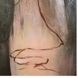 Rectangular Abstract Oil Canvas Wall Painting, Beige and Brown