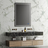 Rectangular Frameless LED Light Anti-Fog Wall Bathroom Vanity Mirror in Silver