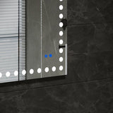 Rectangular Frameless LED Light Anti-Fog Wall Bathroom Vanity Mirror in Silver