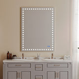 Rectangular Frameless LED Light Anti-Fog Wall Bathroom Vanity Mirror in Silver