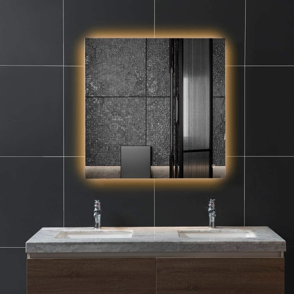 WINGBO Rectangular Illuminated Bathroom Wall Mounted Vanity Mirror Backlit Makeup Mirror