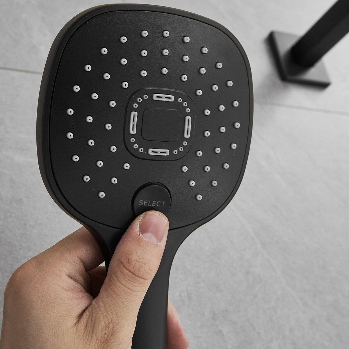 Rectangular Matte Black Rain Shower Faucet System Showerheads with handheld Showerheads,Wall Mounted