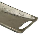 Rectangular Metal Tray with Cut Out Handles, Large, Set of 2, Silver