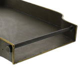 Rectangular Metal Tray with Scalloped Raised Edges and Gold Rim, Brass