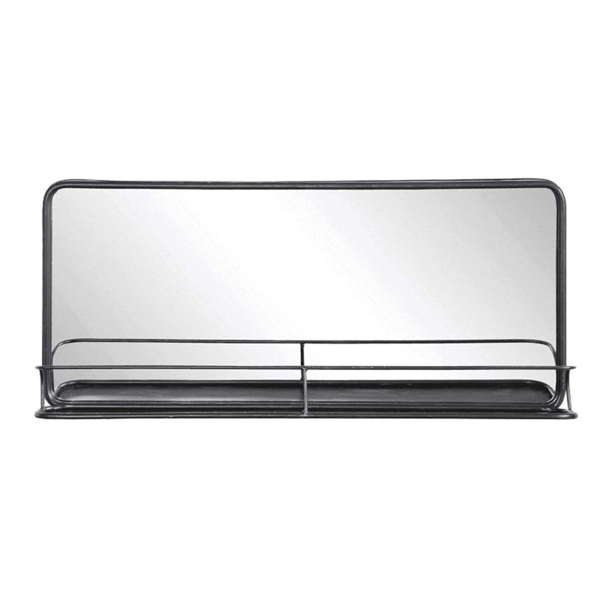 Rectangular Metal Wall Mirror with Shelf Double Vanity Bathroom Mirror - Exact Size