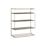 Rectangular Metal Wall Organizer With 3 Shelves, Champagne Silver