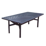 Rectangular Outdoor Brown and Black Aluminum Large 86-in Dining Table with Umbrella Hole