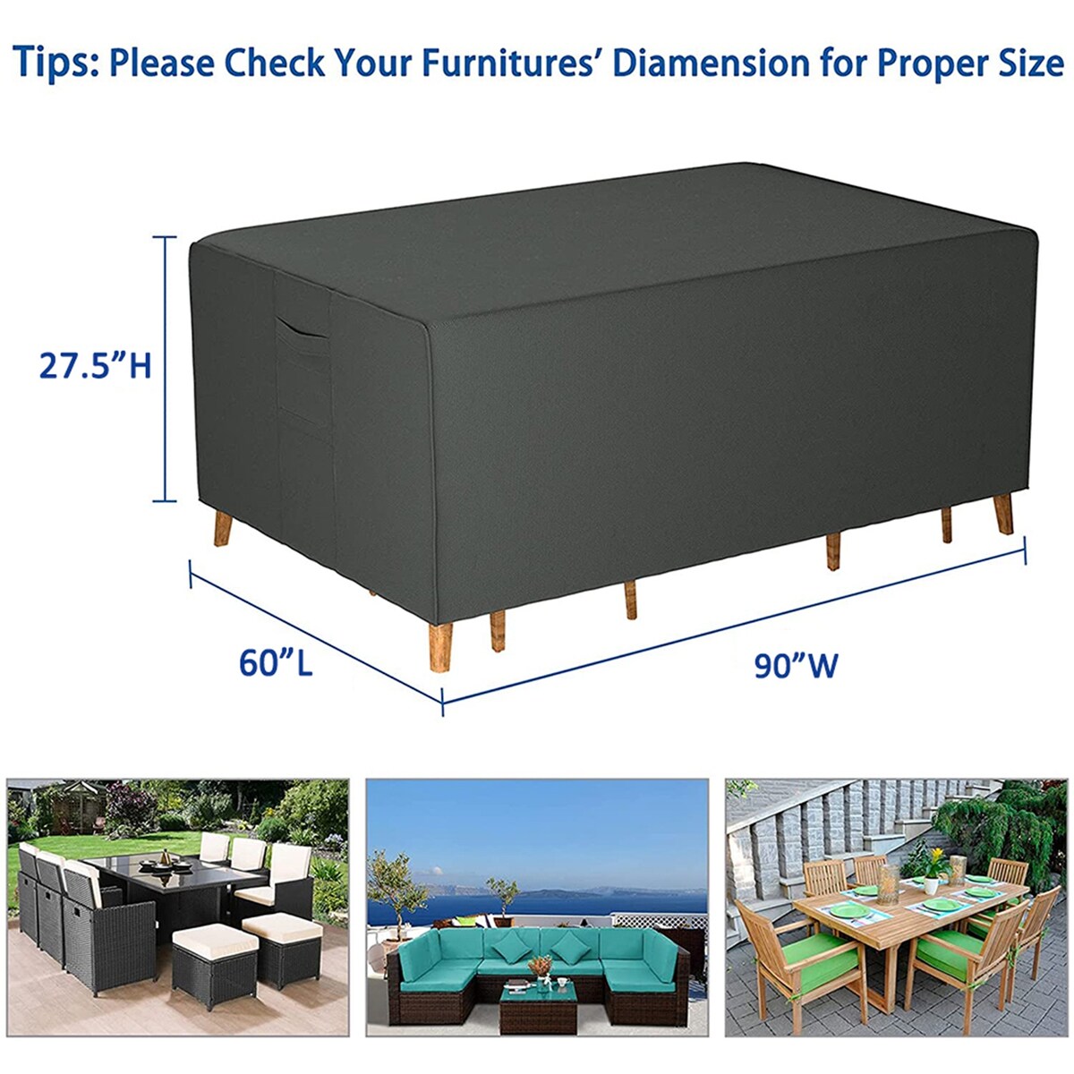 Rectangular Patio Furniture Cover, Outdoor Waterproof Patio Table Covers