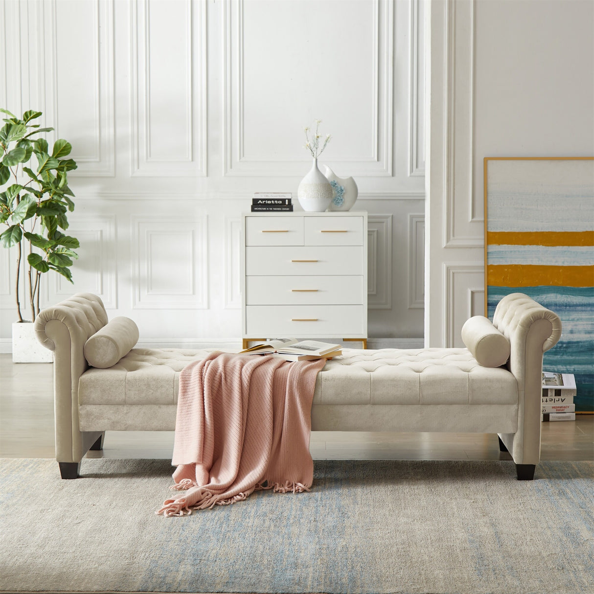Rectangular Queen Benches Bedside Sofa with Armrests