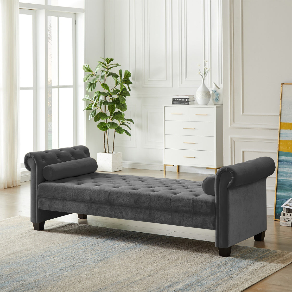 Rectangular Queen Benches Bedside Sofa with Armrests