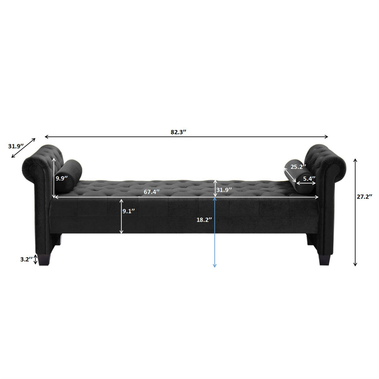 Rectangular Queen Benches Bedside Sofa with Armrests
