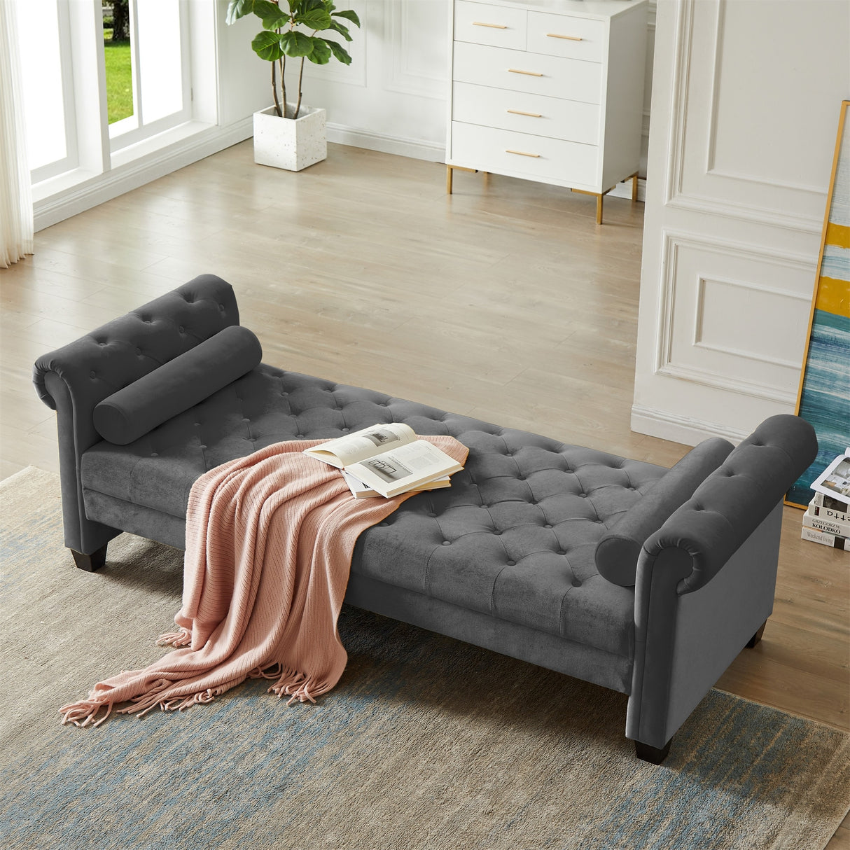 Rectangular Queen Benches Bedside Sofa with Armrests