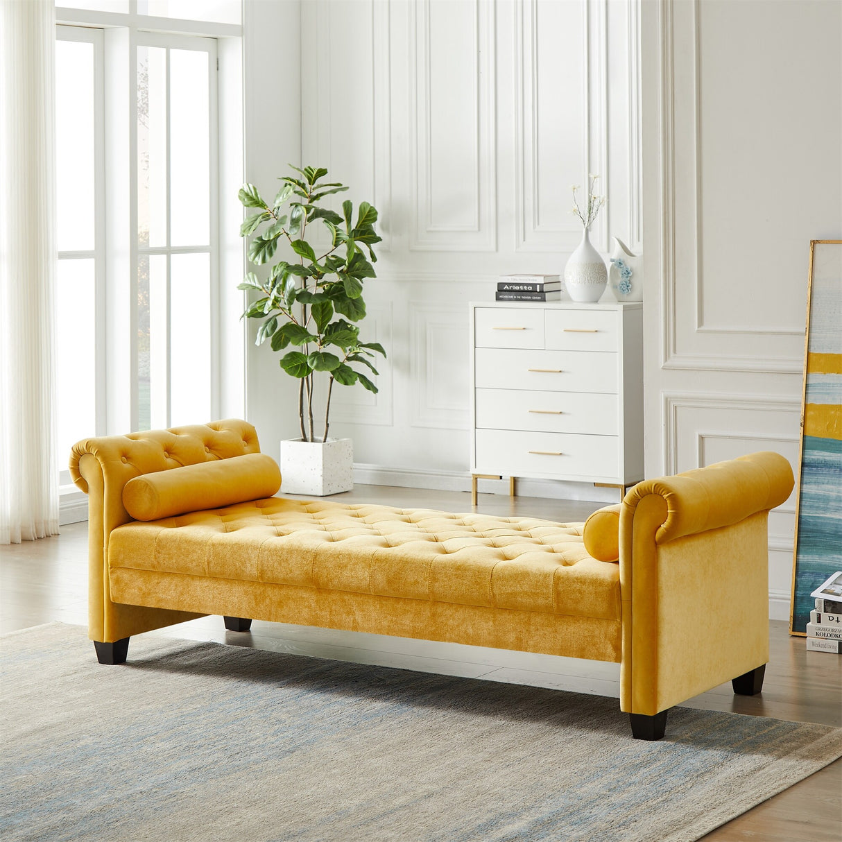 Rectangular Queen Benches Bedside Sofa with Armrests